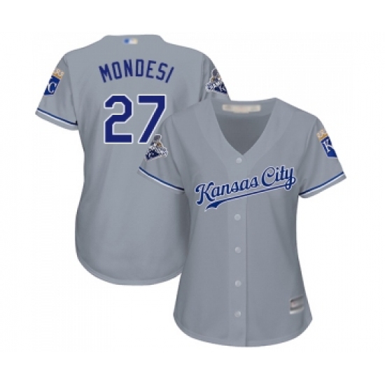 Women's Kansas City Royals #27 Adalberto Mondesi Replica Grey Road Cool Base Baseball Jersey - Ujersey