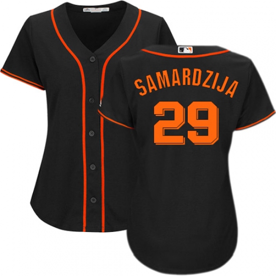 Women's Majestic San Francisco Giants #29 Jeff Samardzija Authentic Black Alternate Cool Base MLB Jersey