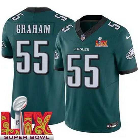 Men's Philadelphia Eagles Brandon Graham #55 Green 2024 2025 Super Bowl LIX F U S E Stitched NFL Jersey