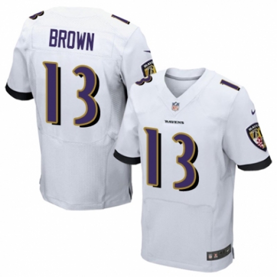 Men's Nike Baltimore Ravens #13 John Brown Elite White NFL Jersey - Ujersey