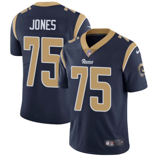 Youth Nike Los Angeles Rams #75 Deacon Jones Navy Blue Team Color Vapor Untouchable Limited Player NFL Jersey - Ujersey