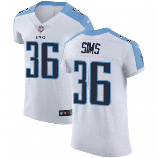 Men's Nike Tennessee Titans #36 LeShaun Sims White Vapor Untouchable Elite Player NFL Jersey