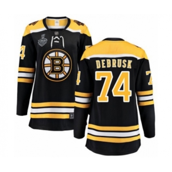Women's Boston Bruins #74 Jake DeBrusk Authentic Black Home Fanatics Branded Breakaway 2019 Stanley Cup Final Bound Hockey Jersey - Ujersey