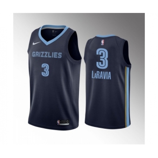 Men's Memphis Grizzlies #3 Jake LaRavia 75th Anniversary Statement Edition Navy Stitched Basketball Jersey - Ujersey