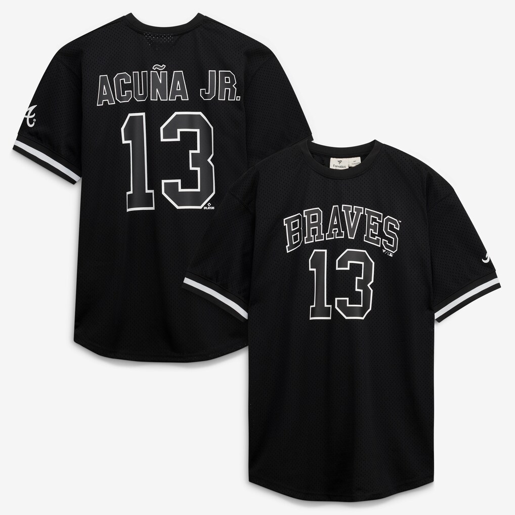Men's Atlanta Braves Ronald Acuña Jr. Fanatics Black/White Big & Tall Heavyweight Mesh Jersey - Ujersey