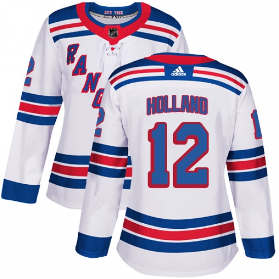 Women's Adidas New York Rangers #12 Peter Holland Authentic White Away NHL Jersey - Ujersey