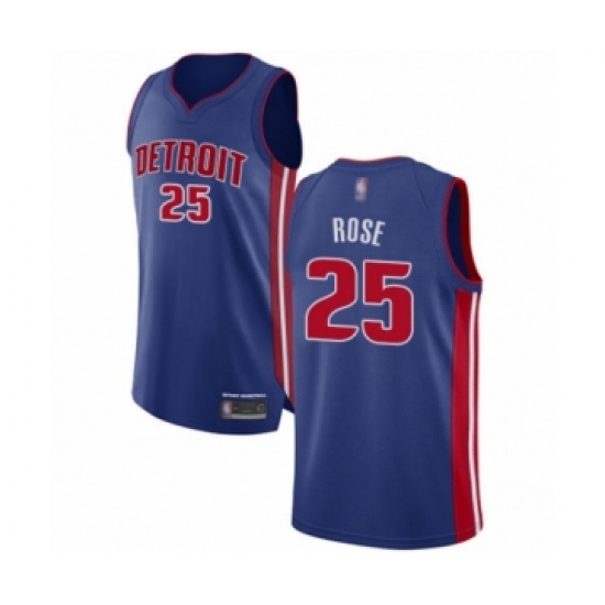 Men's Detroit Pistons #25 Derrick Rose Authentic Royal Blue Basketball Jersey - Icon Edition - Ujersey