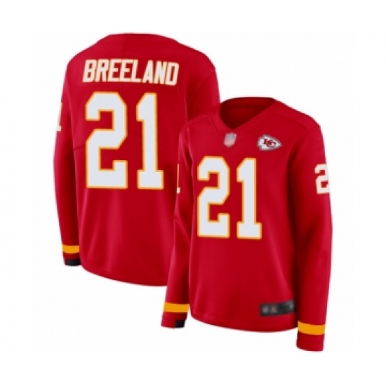 Women's Kansas City Chiefs #21 Bashaud Breeland Limited Red Therma Long Sleeve Football Jersey - Ujersey