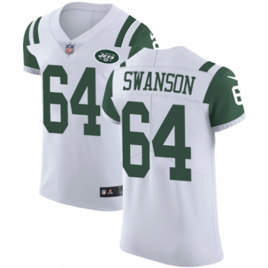 Men's Nike New York Jets #64 Travis Swanson White Vapor Untouchable Elite Player NFL Jersey - Ujersey
