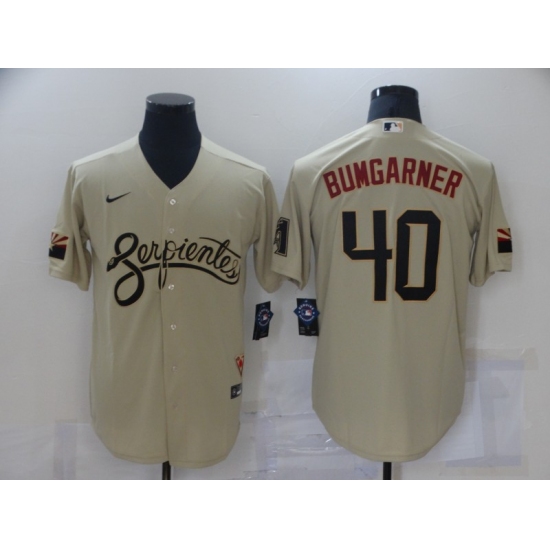 Men's Arizona Diamondbacks #40 Madison Bumgarner Gold 2021 City Connect Replica Player Jersey - Ujersey