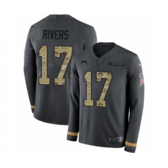 Men's Nike Los Angeles Chargers #17 Philip Rivers Limited Black Salute to Service Therma Long Sleeve NFL Jersey - Ujersey