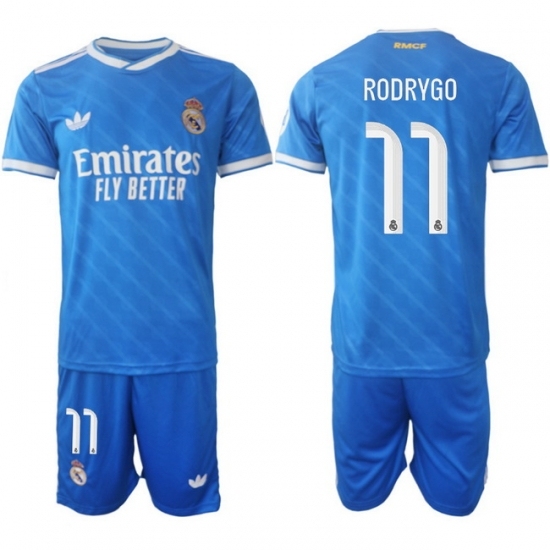 Men Real Madrid 2026 Soccer Jerseys Blue #11 RODRYGO