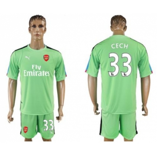 Arsenal #33 Cech Green Goalkeeper Soccer Club Jersey