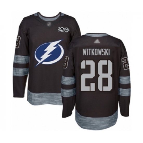 Men's Tampa Bay Lightning #28 Luke Witkowski Authentic Black 1917-2017 100th Anniversary Hockey Jersey