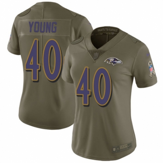 Women's Nike Baltimore Ravens #40 Kenny Young Limited Olive 2017 Salute to Service NFL Jersey - Ujersey