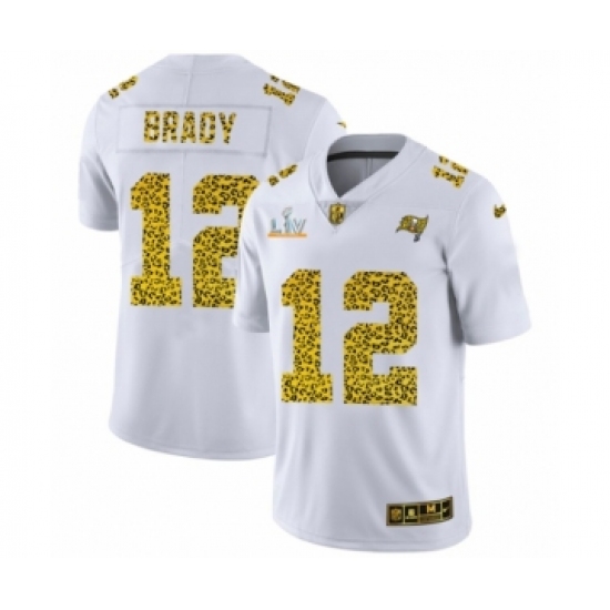 Men's  Tampa Bay Buccaneers #12 Tom Brady White Leopard Super Bowl LV Jersey - Ujersey