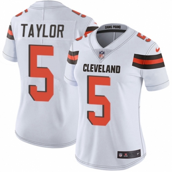 Women's Nike Cleveland Browns #5 Tyrod Taylor White Vapor Untouchable Limited Player NFL Jersey - Ujersey