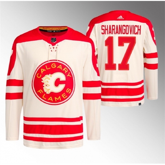 Men's Calgary Flames #17 Yegor Sharangovich 2023 Cream Heritage Classic Primegreen Stitched Jersey - Ujersey