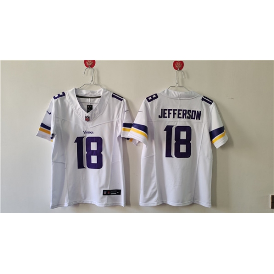 Women's Minnesota Vikings #18 Justin Jefferson White F.U.S.E. Vapor Untouchable Limited Football Stitched Jersey - Ujersey