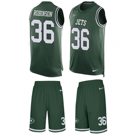 Men's Nike New York Jets #36 Rashard Robinson Limited Green Tank Top Suit NFL Jersey - Ujersey