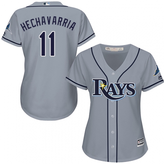 Women's Majestic Tampa Bay Rays #11 Adeiny Hechavarria Authentic Grey Road Cool Base MLB Jersey