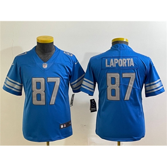 Women's Detroit Lions #87 Sam LaPorta Blue Vapor Limited Stitched Football Jersey - Ujersey