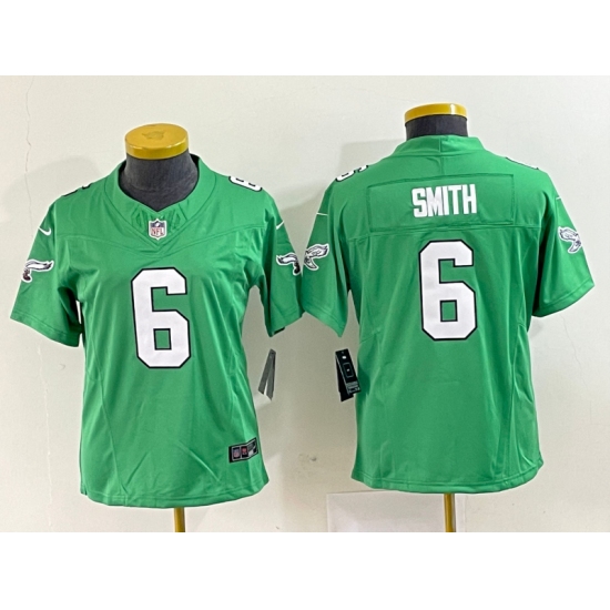 Women's Nike Philadelphia Eagles #6 DeVonta Smith Green 2023 F.U.S.E. Vapor Limited Throwback Stitched Football Jersey - Ujersey
