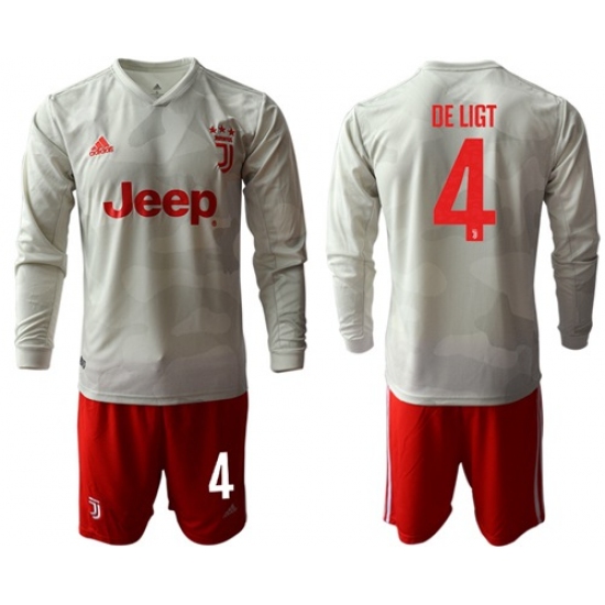 Juventus #4 De Ligt Away Long Sleeves Soccer Club Jersey