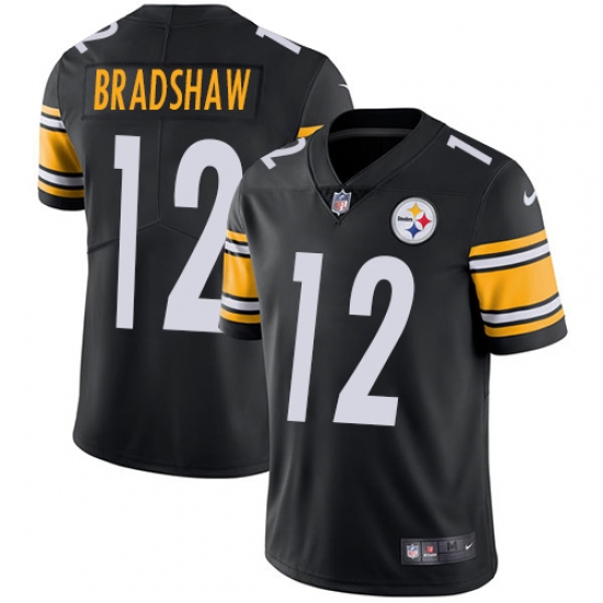 Men's Nike Pittsburgh Steelers #12 Terry Bradshaw Black Team Color Vapor Untouchable Limited Player NFL Jersey - Ujersey