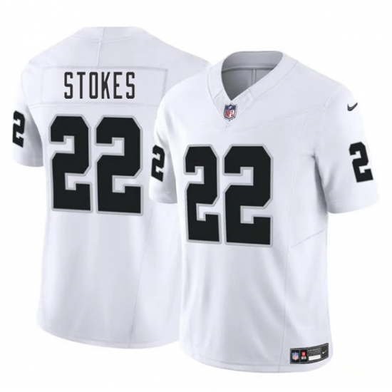 Men's Las Vegas Raiders #22 Eric Stokes White 2025 F.U.S.E. Vapor Football Stitched Jersey - Ujersey