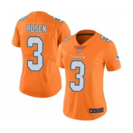 Women's Miami Dolphins #3 Josh Rosen Limited Orange Rush Vapor Untouchable Football Jersey - Ujersey