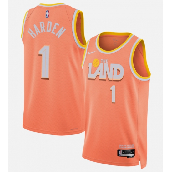 Men's Cleveland Cavaliers #1 James Harden Orange 2025-26 City Edition Stitched Basketball Jersey - Ujersey