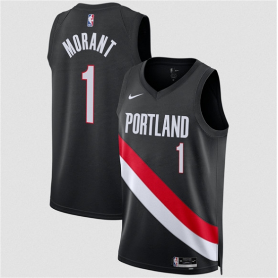 Men's Portland Trail Blazers #1 Ja Morant Black 2026 Icon Edition Stitched Basketball Jersey - Ujersey
