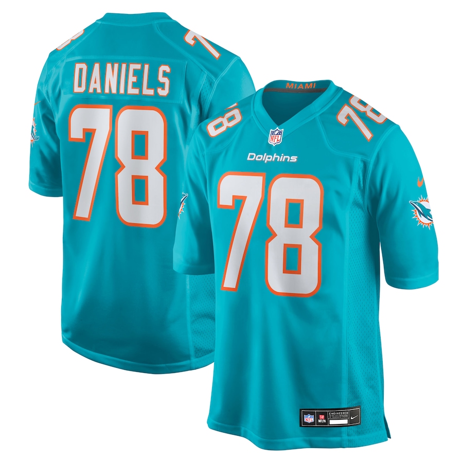 Men's Miami Dolphins James Daniels Nike Aqua Team Game Jersey - Ujersey