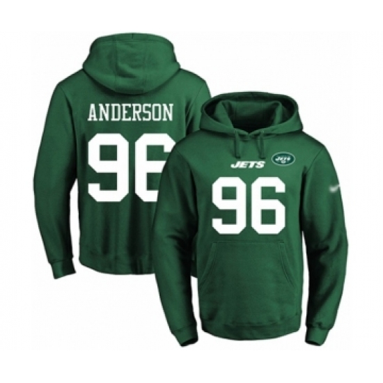 Football Men's New York Jets #96 Henry Anderson Green Name & Number Pullover Hoodie - Ujersey