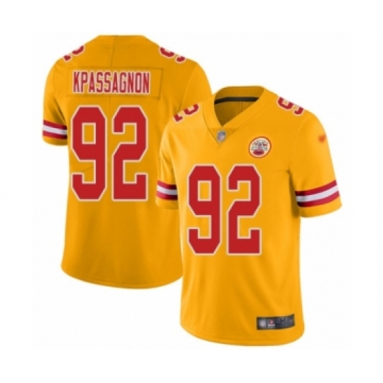 Women's Kansas City Chiefs #92 Tanoh Kpassagnon Limited Gold Inverted Legend Football Jersey - Ujersey
