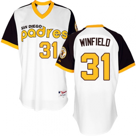 Men's Majestic San Diego Padres #31 Dave Winfield Replica White 1978 Turn Back The Clock MLB Jersey - Ujersey