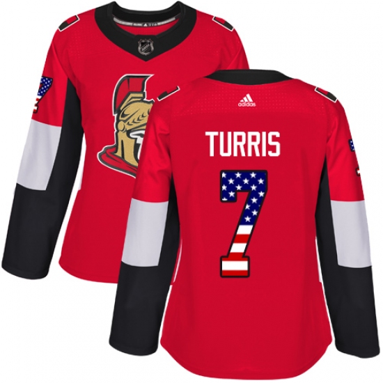 Women's Adidas Ottawa Senators #7 Kyle Turris Authentic Red USA Flag Fashion NHL Jersey - Ujersey