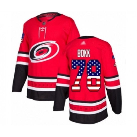 Youth Carolina Hurricanes #78 Dominik Bokk Authentic Red USA Flag Fashion Hockey Jersey - Ujersey