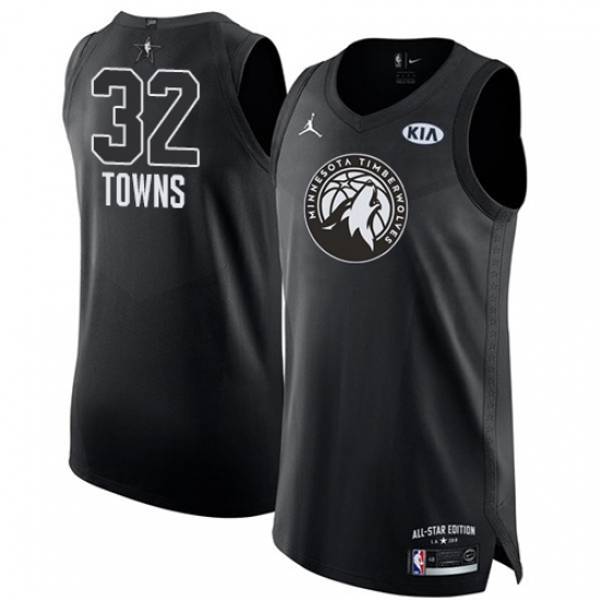 Men's Nike Jordan Minnesota Timberwolves #32 Karl-Anthony Towns Authentic Black 2018 All-Star Game NBA Jersey