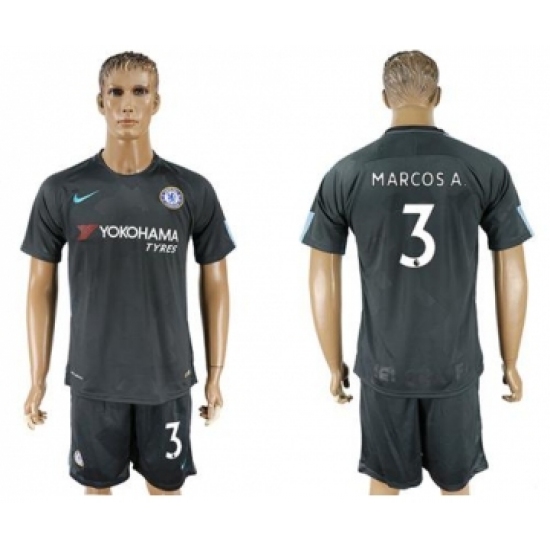 Chelsea #3 Marcos A. Black Soccer Club Jersey