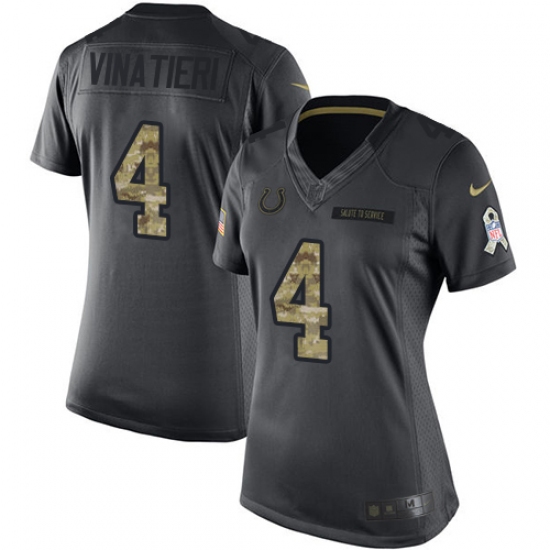 Women's Nike Indianapolis Colts #4 Adam Vinatieri Limited Black 2016 Salute to Service NFL Jersey - Ujersey