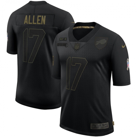 Men's Buffalo Bills #17 Josh Allen Black Nike 2020 Salute To Service Limited Jersey - Ujersey