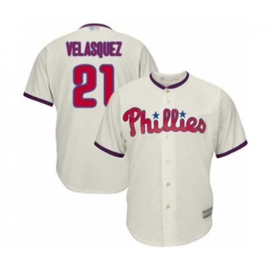 Youth Philadelphia Phillies #21 Vince Velasquez Authentic Cream Alternate Cool Base Baseball Player Jersey - Ujersey