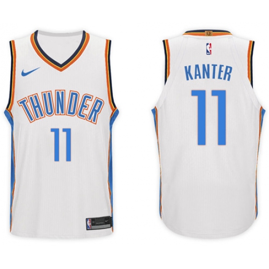 Nike NBA Oklahoma City Thunder #11 Enes Kanter Jersey 2017-18 New Season White Jersey - Ujersey