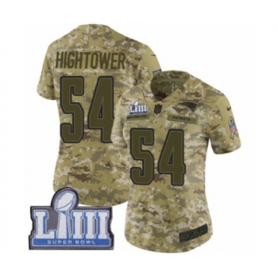 Women's Nike New England Patriots #54 Dont'a Hightower Limited Camo 2018 Salute to Service Super Bowl LIII Bound NFL Jersey - Ujersey