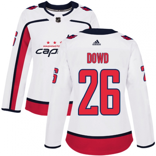 Women's Adidas Washington Capitals #26 Nic Dowd Authentic White Away NHL Jersey - Ujersey