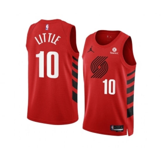 Men's Portland Trail Blazers #10 Nassir Little 2022-23 Red Statement Edition Swingman Stitched Basketball Jersey - Ujersey