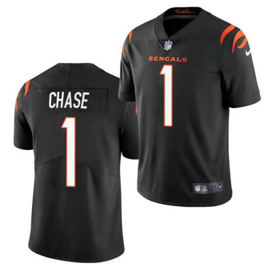 Men's Cincinnati Bengals #1 Ja'Marr Chase Black Vapor Untouchable Limited Stitched Jersey - Ujersey