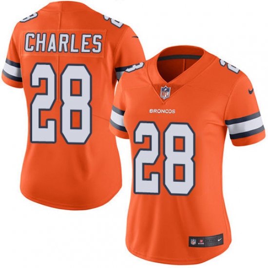 Women's Nike Denver Broncos #28 Jamaal Charles Limited Orange Rush Vapor Untouchable NFL Jersey - Ujersey